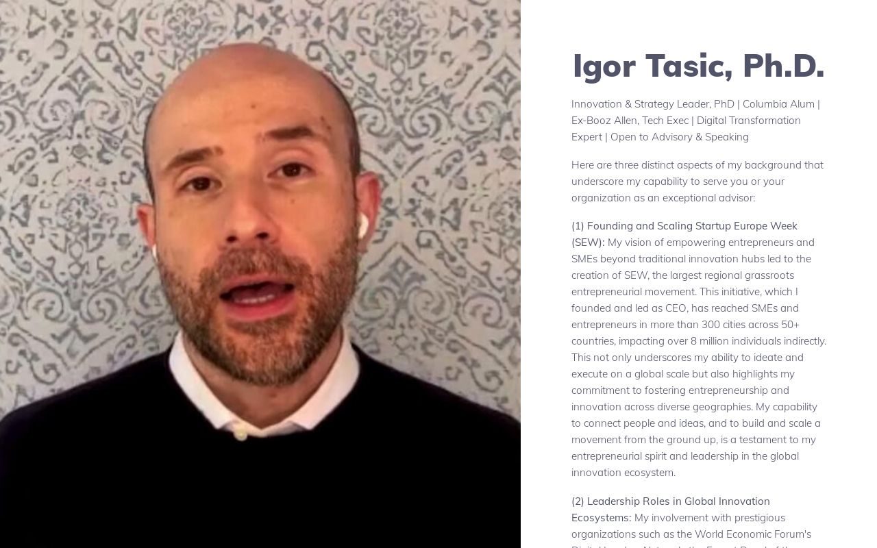 Igor Tasic, Ph.D. - Member of the Expert Panel - Beijing Global